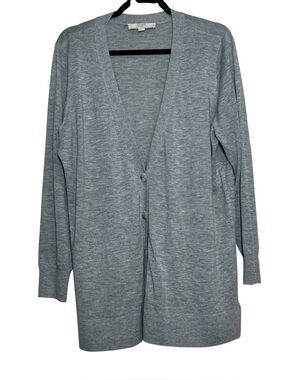 Loft Plus Cardigan Gray Lightweight Button Up Sweater Career Academia Size 16/18